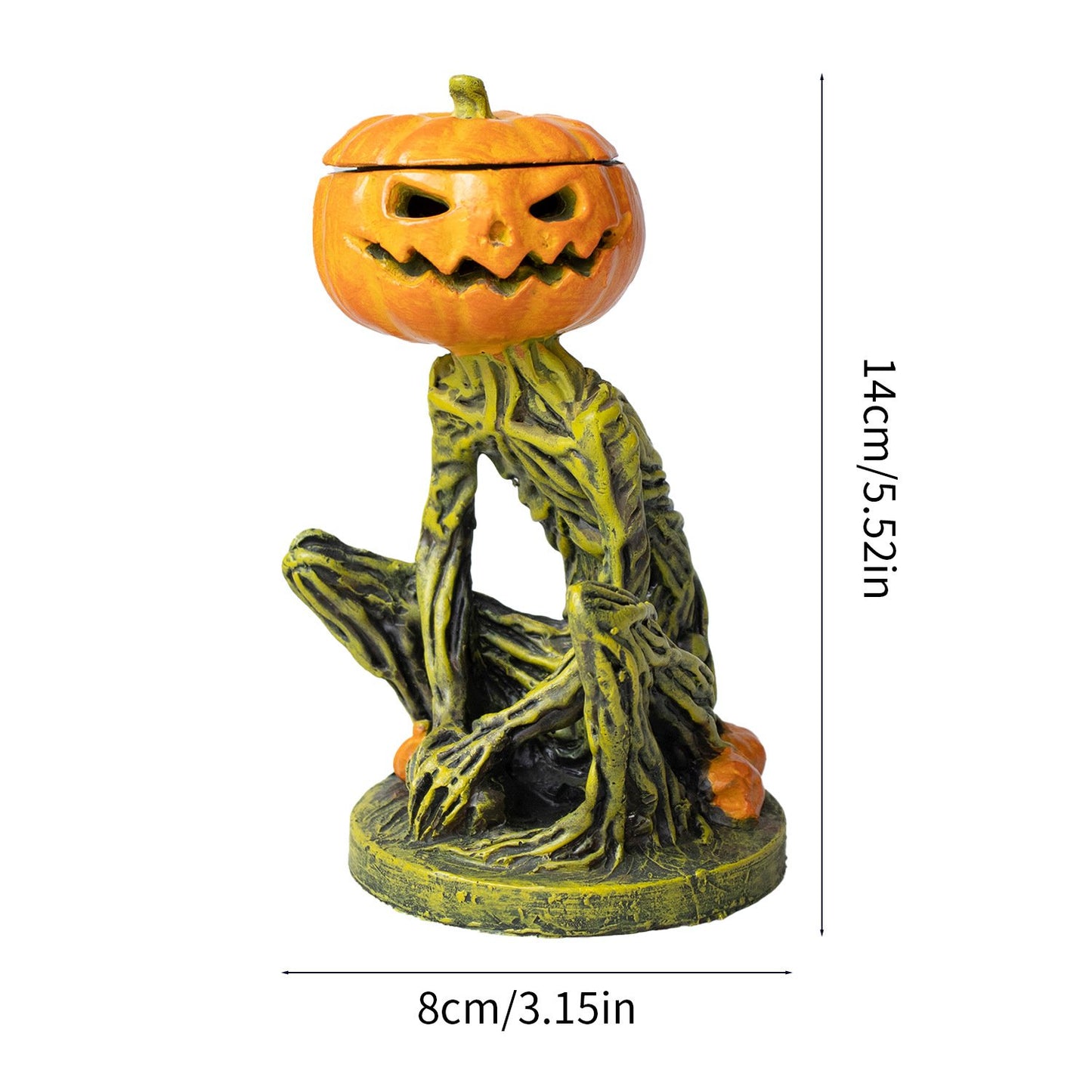 🎃Halloween Horror Original Swamp Monster Pumpkin Head Walking Dead Creature Tealight Lantern Box Ghoul Monster Made in USA🎃