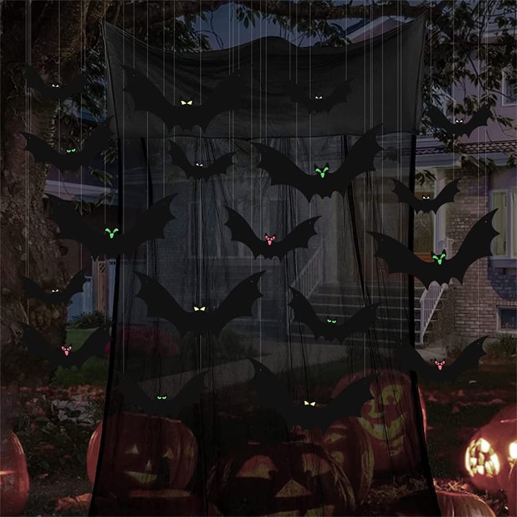 🧛♂️🦇6 Pieces Halloween Bat Hanging Decoration Outdoor pp Plastic Scary Ghost Hanging Bat Indoor and Outdoor Party Decoration Hangings