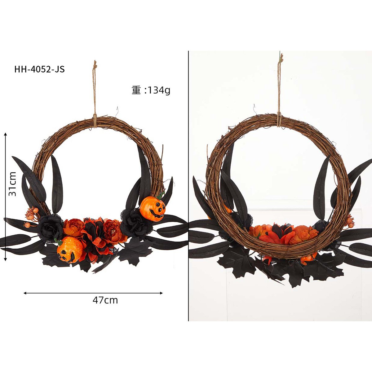 🎃HOT SALE🔥Halloween Wreath Dark Style New Exaggerated Halloween Party Decoration Home Decoration