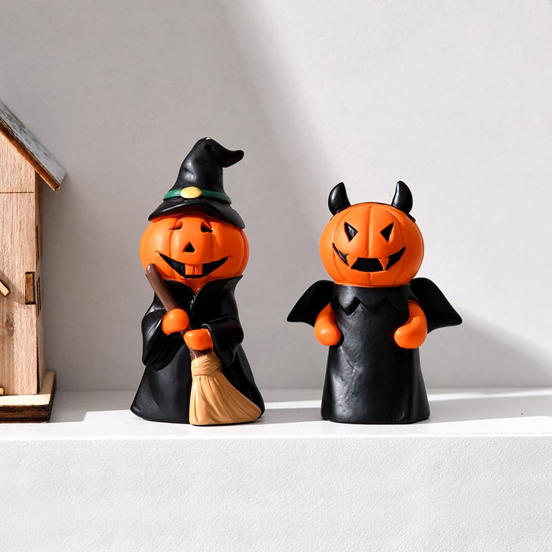 💥Hot Sale💥Halloween Pumpkin Man Holiday Party Home Desktop Decoration Spooky Doll Resin Small Ornament