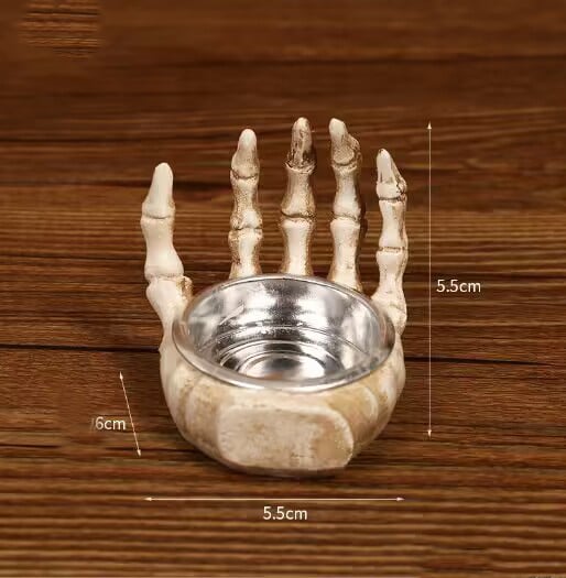 💀💀Halloween Candle Holders Gothic Skull Palm Tree Resin Candlestick, Desktop Decoration For Ghost Themed Party (Candles Not Included)