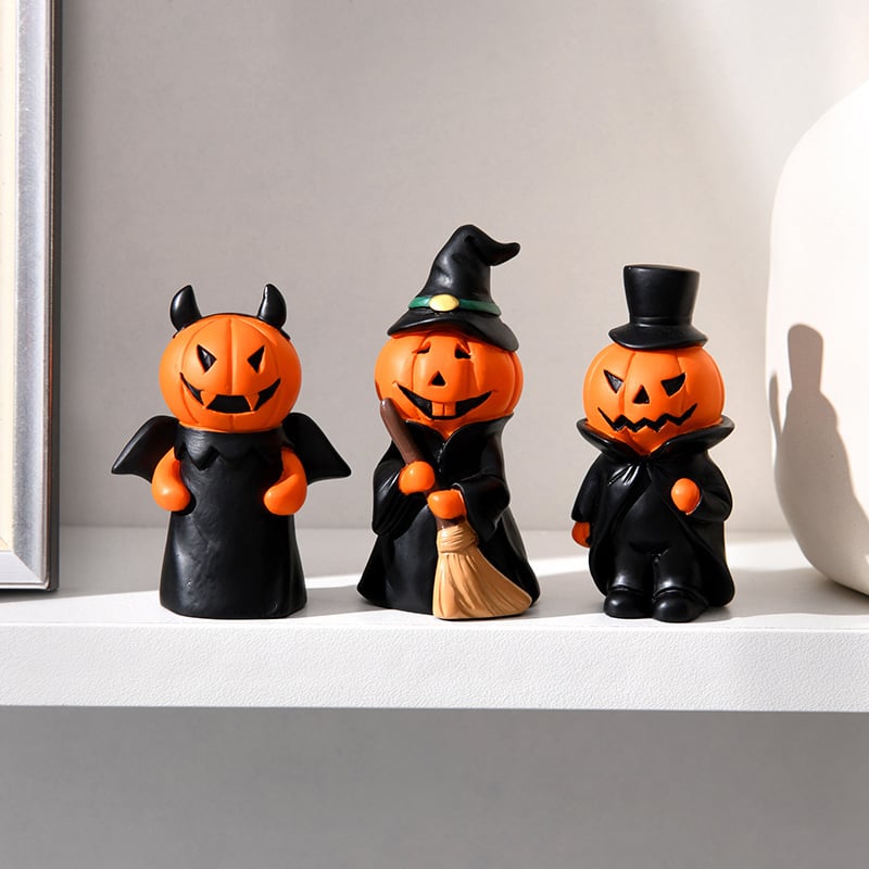 💥Hot Sale💥Halloween Pumpkin Man Holiday Party Home Desktop Decoration Spooky Doll Resin Small Ornament