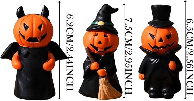 💥Hot Sale💥Halloween Pumpkin Man Holiday Party Home Desktop Decoration Spooky Doll Resin Small Ornament