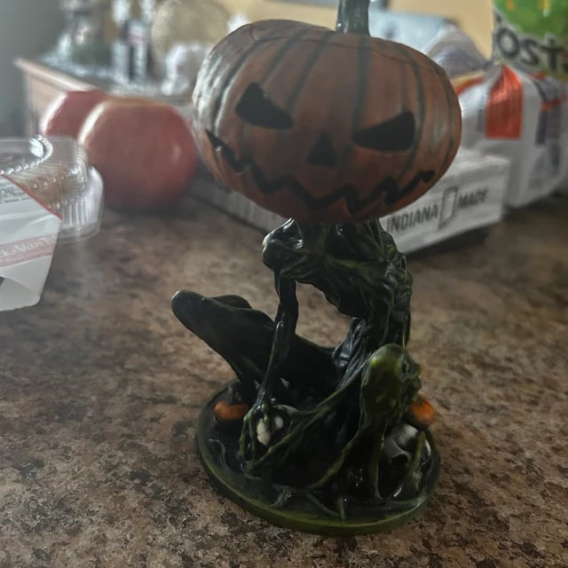 🎃Halloween Horror Original Swamp Monster Pumpkin Head Walking Dead Creature Tealight Lantern Box Ghoul Monster Made in USA🎃
