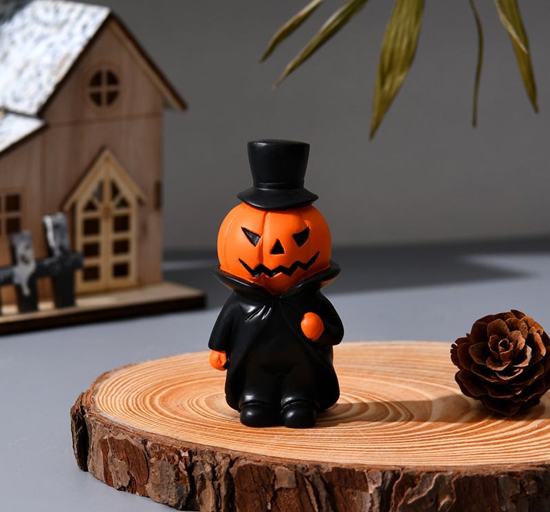 💥Hot Sale💥Halloween Pumpkin Man Holiday Party Home Desktop Decoration Spooky Doll Resin Small Ornament