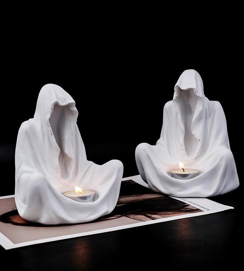 Ghost Witch Candle Holder Creative Resin Niche Creative Ornament Halloween Ghost Festival Party Atmosphere Decoration