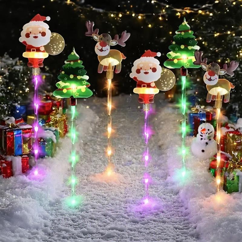🎄 6-Pack Solar Christmas Lights – Santa 🎅 Reindeer 🦌 Tree ✨