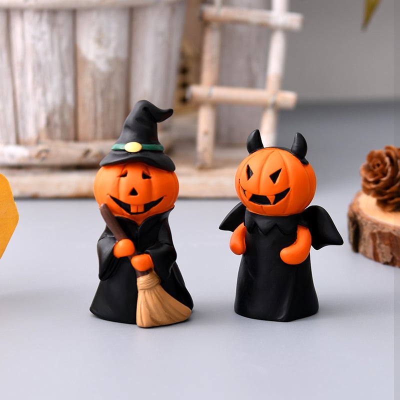 💥Hot Sale💥Halloween Pumpkin Man Holiday Party Home Desktop Decoration Spooky Doll Resin Small Ornament