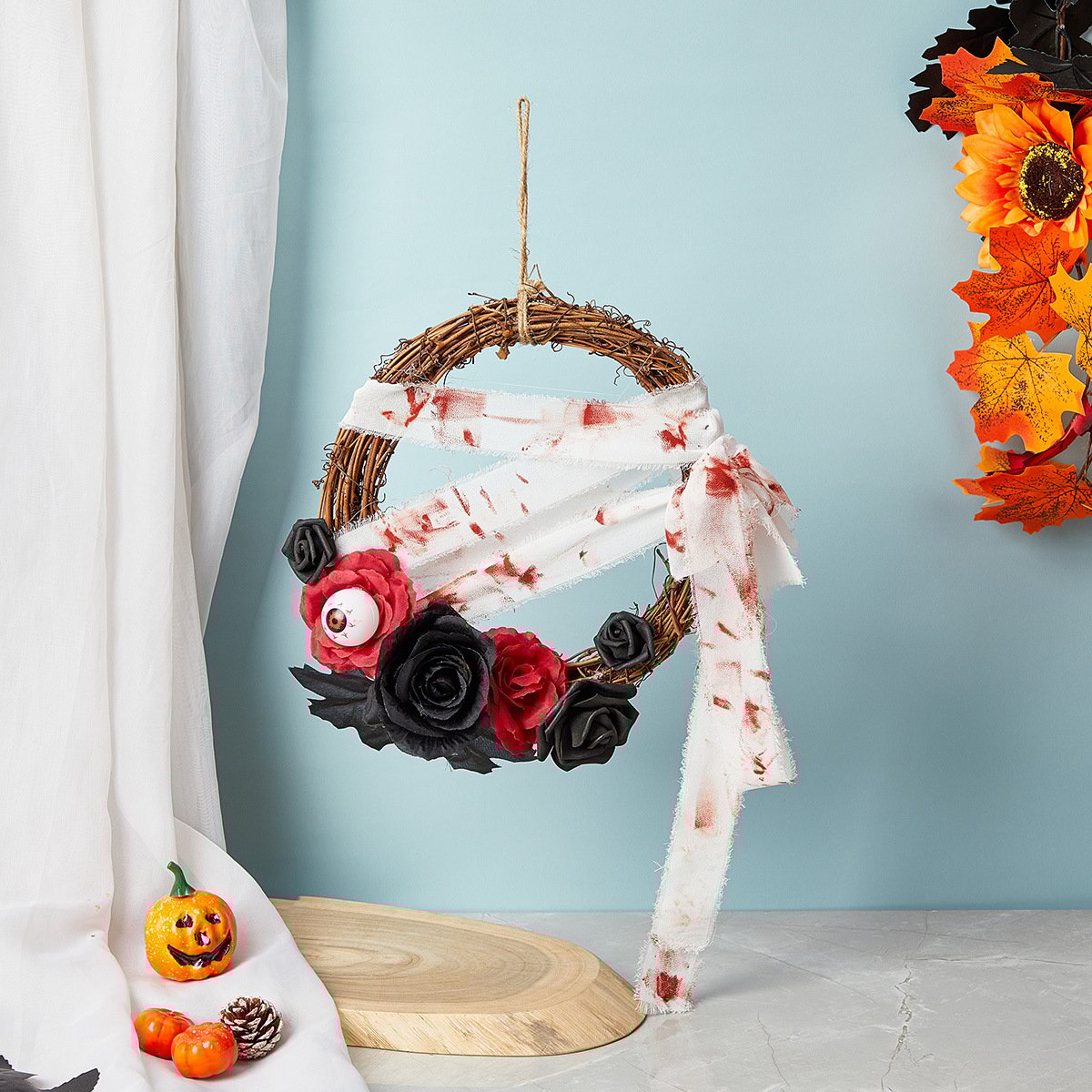 🎃HOT SALE🔥Halloween Wreath Dark Style New Exaggerated Halloween Party Decoration Home Decoration