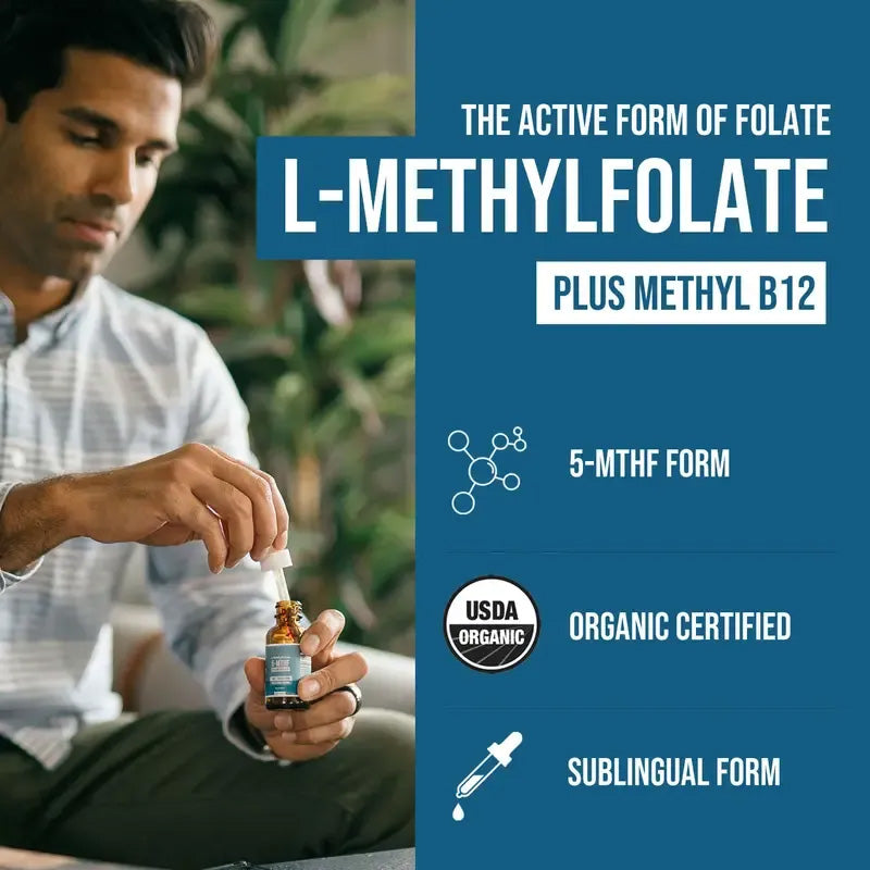 L-Methylfolate (5-MTHF) + B12 Drops – 🧠 Focus, ⚡ Energy & 🙂 Mood Support