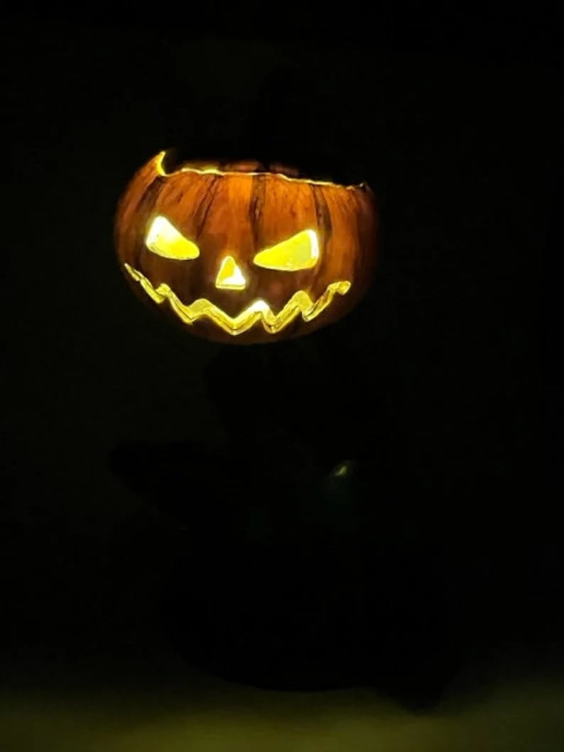 🎃Halloween Horror Original Swamp Monster Pumpkin Head Walking Dead Creature Tealight Lantern Box Ghoul Monster Made in USA🎃