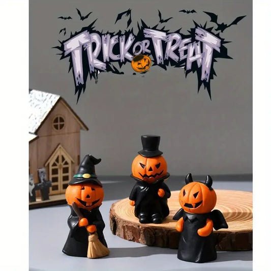 💥Hot Sale💥Halloween Pumpkin Man Holiday Party Home Desktop Decoration Spooky Doll Resin Small Ornament