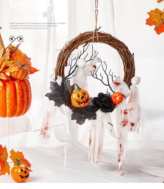 🎃HOT SALE🔥Halloween Wreath Dark Style New Exaggerated Halloween Party Decoration Home Decoration