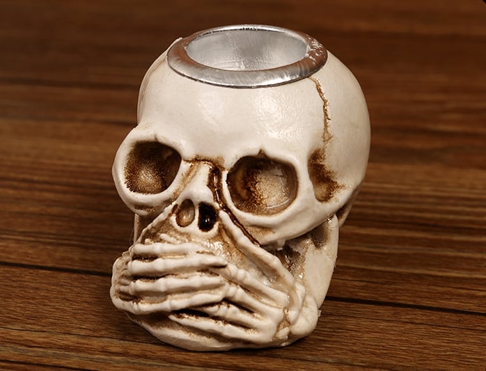 💀💀Halloween Candle Holders Gothic Skull Palm Tree Resin Candlestick, Desktop Decoration For Ghost Themed Party (Candles Not Included)