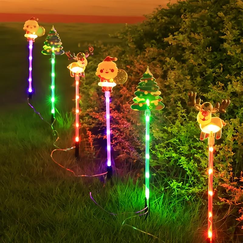 🎄 6-Pack Solar Christmas Lights – Santa 🎅 Reindeer 🦌 Tree ✨