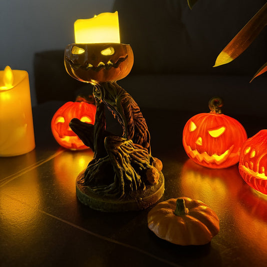 🎃Halloween Horror Original Swamp Monster Pumpkin Head Walking Dead Creature Tealight Lantern Box Ghoul Monster Made in USA🎃