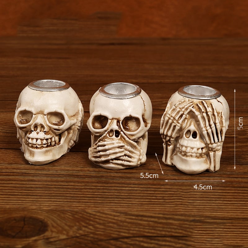 💀💀Halloween Candle Holders Gothic Skull Palm Tree Resin Candlestick, Desktop Decoration For Ghost Themed Party (Candles Not Included)