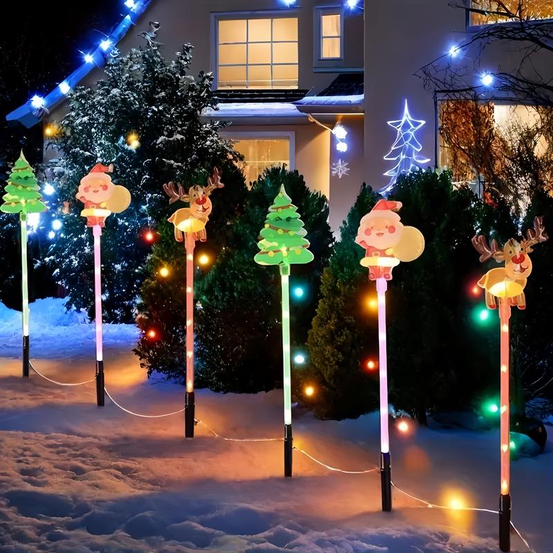 🎄 6-Pack Solar Christmas Lights – Santa 🎅 Reindeer 🦌 Tree ✨