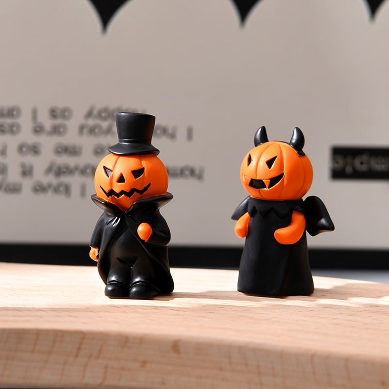 💥Hot Sale💥Halloween Pumpkin Man Holiday Party Home Desktop Decoration Spooky Doll Resin Small Ornament