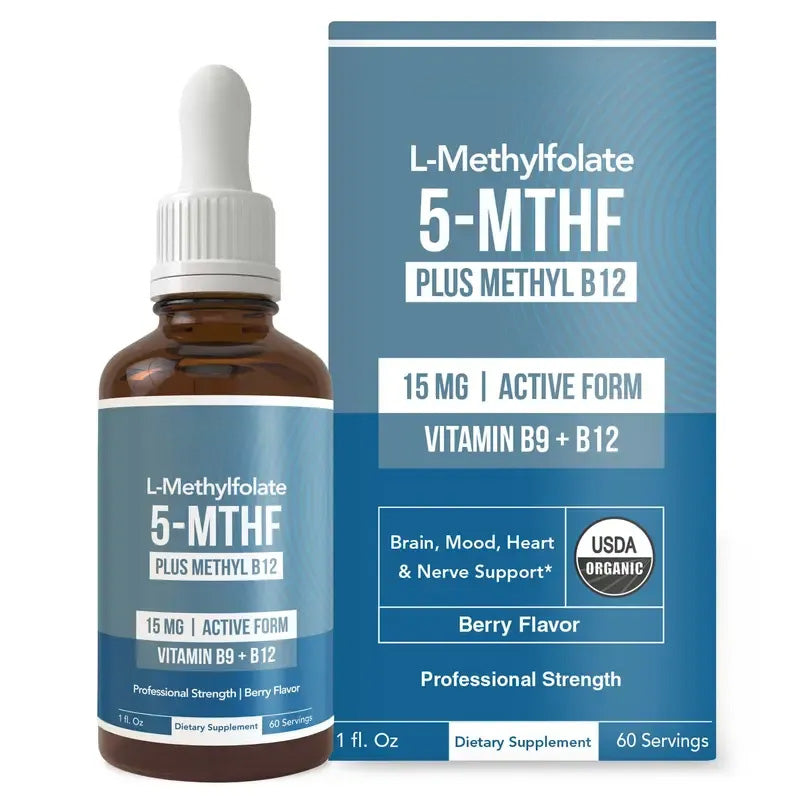 L-Methylfolate (5-MTHF) + B12 Drops – 🧠 Focus, ⚡ Energy & 🙂 Mood Support