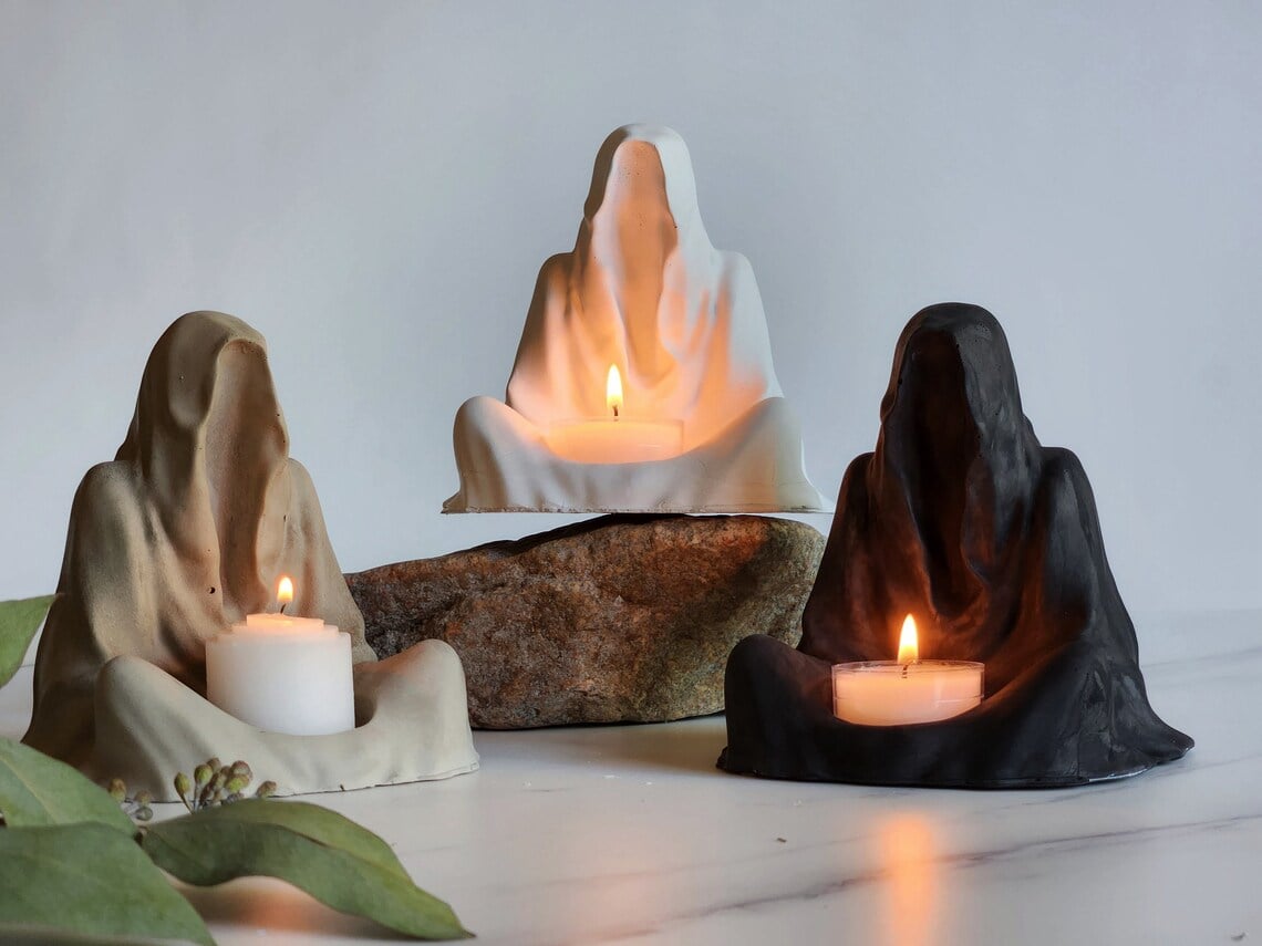 Ghost Witch Candle Holder Creative Resin Niche Creative Ornament Halloween Ghost Festival Party Atmosphere Decoration