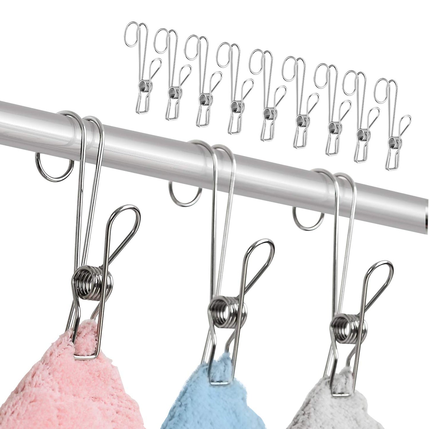 49% OFF-Stainless Steel Metal Long Tail Clip With Hooks(1SET/5PCS)
