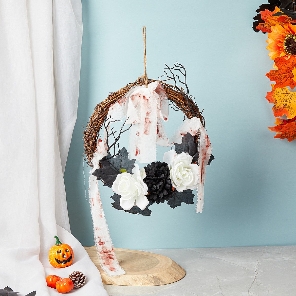 🎃HOT SALE🔥Halloween Wreath Dark Style New Exaggerated Halloween Party Decoration Home Decoration