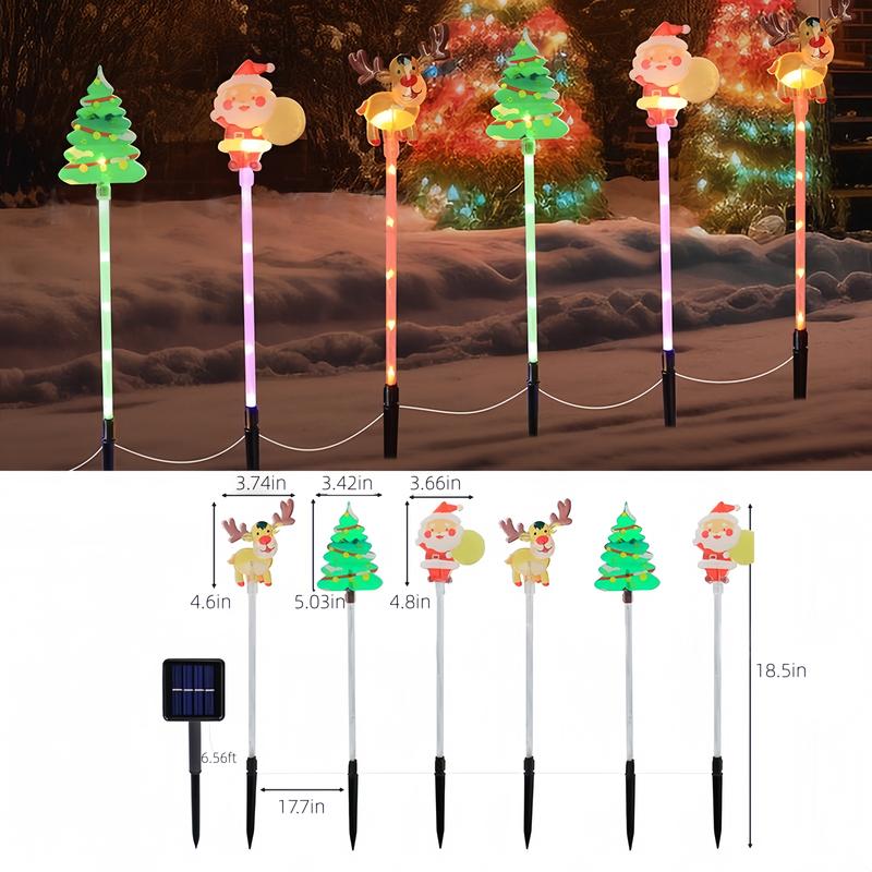 🎄 6-Pack Solar Christmas Lights – Santa 🎅 Reindeer 🦌 Tree ✨
