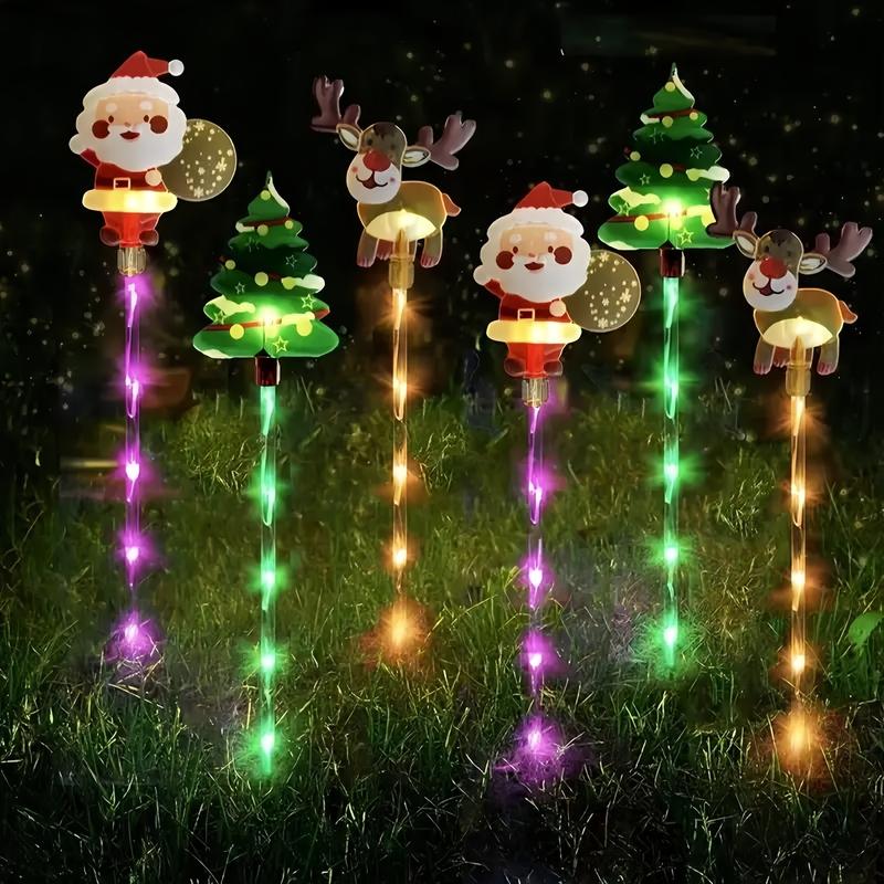 🎄 6-Pack Solar Christmas Lights – Santa 🎅 Reindeer 🦌 Tree ✨