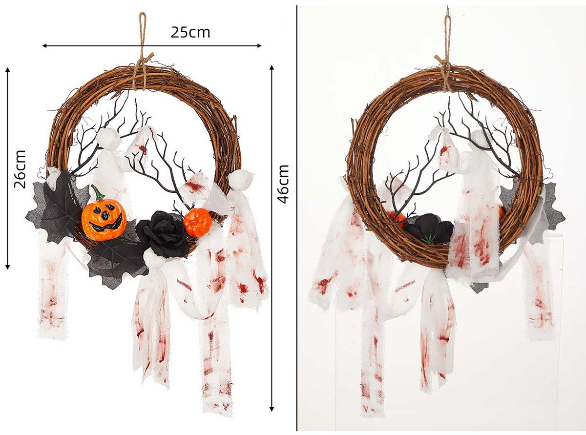 🎃HOT SALE🔥Halloween Wreath Dark Style New Exaggerated Halloween Party Decoration Home Decoration