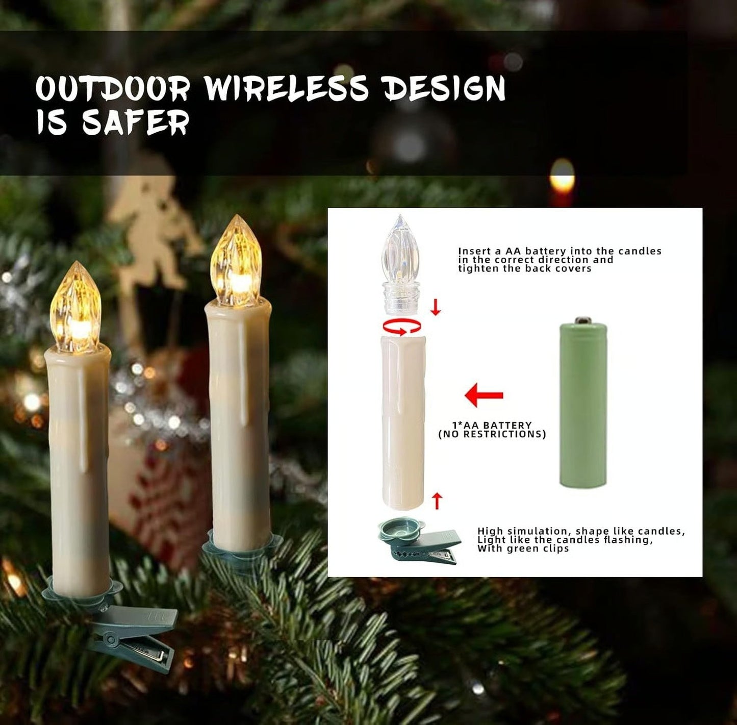 LED Taper Candle with 3D Flickering Flame