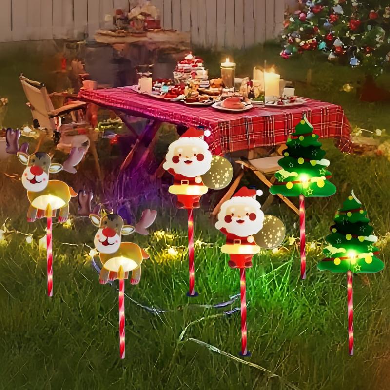 🎄 6-Pack Solar Christmas Lights – Santa 🎅 Reindeer 🦌 Tree ✨