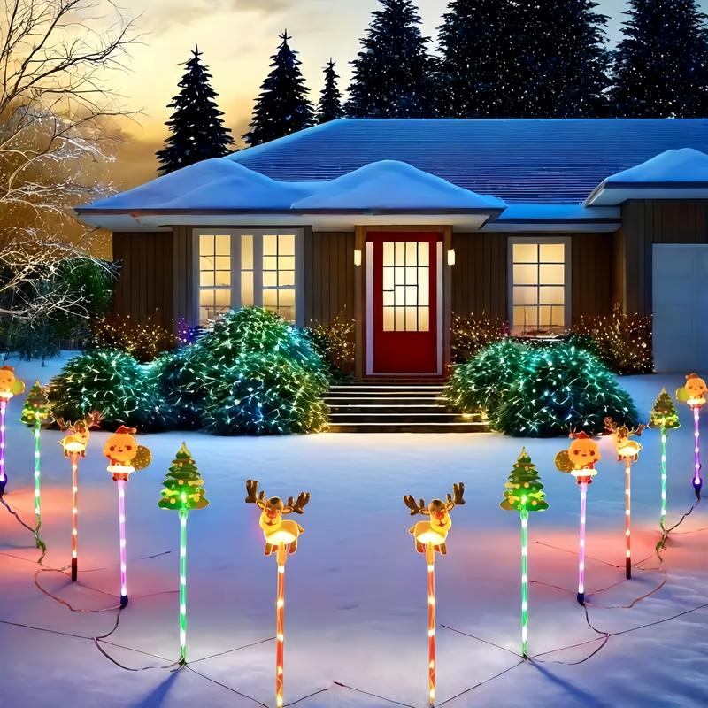 🎄 6-Pack Solar Christmas Lights – Santa 🎅 Reindeer 🦌 Tree ✨