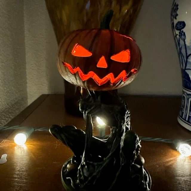 🎃Halloween Horror Original Swamp Monster Pumpkin Head Walking Dead Creature Tealight Lantern Box Ghoul Monster Made in USA🎃