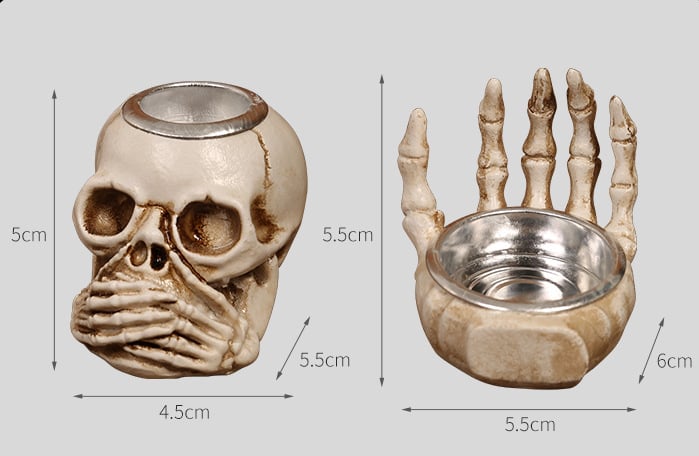 💀💀Halloween Candle Holders Gothic Skull Palm Tree Resin Candlestick, Desktop Decoration For Ghost Themed Party (Candles Not Included)