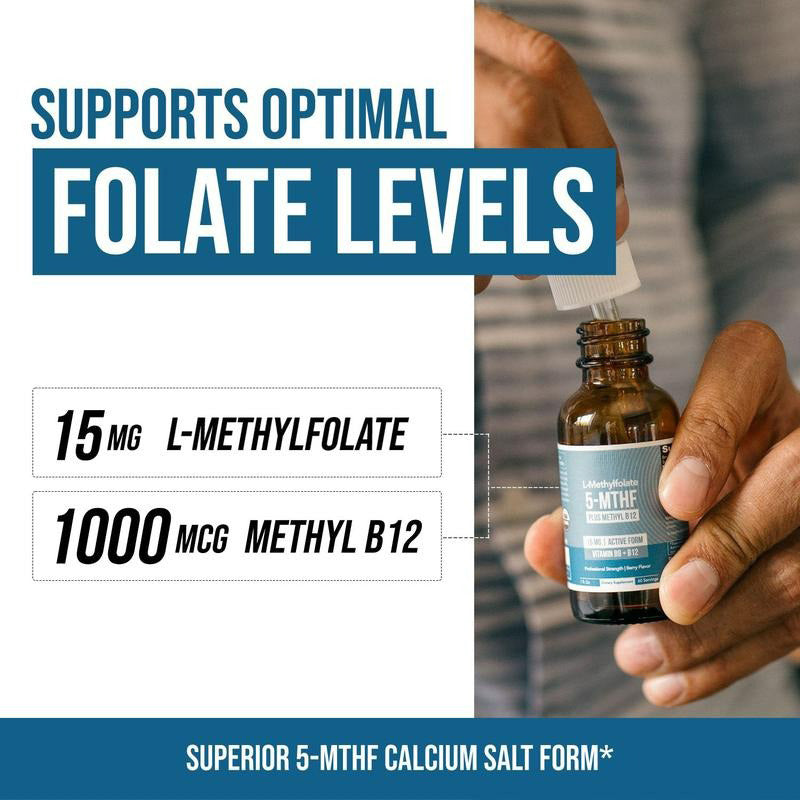 L-Methylfolate (5-MTHF) + B12 Drops – 🧠 Focus, ⚡ Energy & 🙂 Mood Support