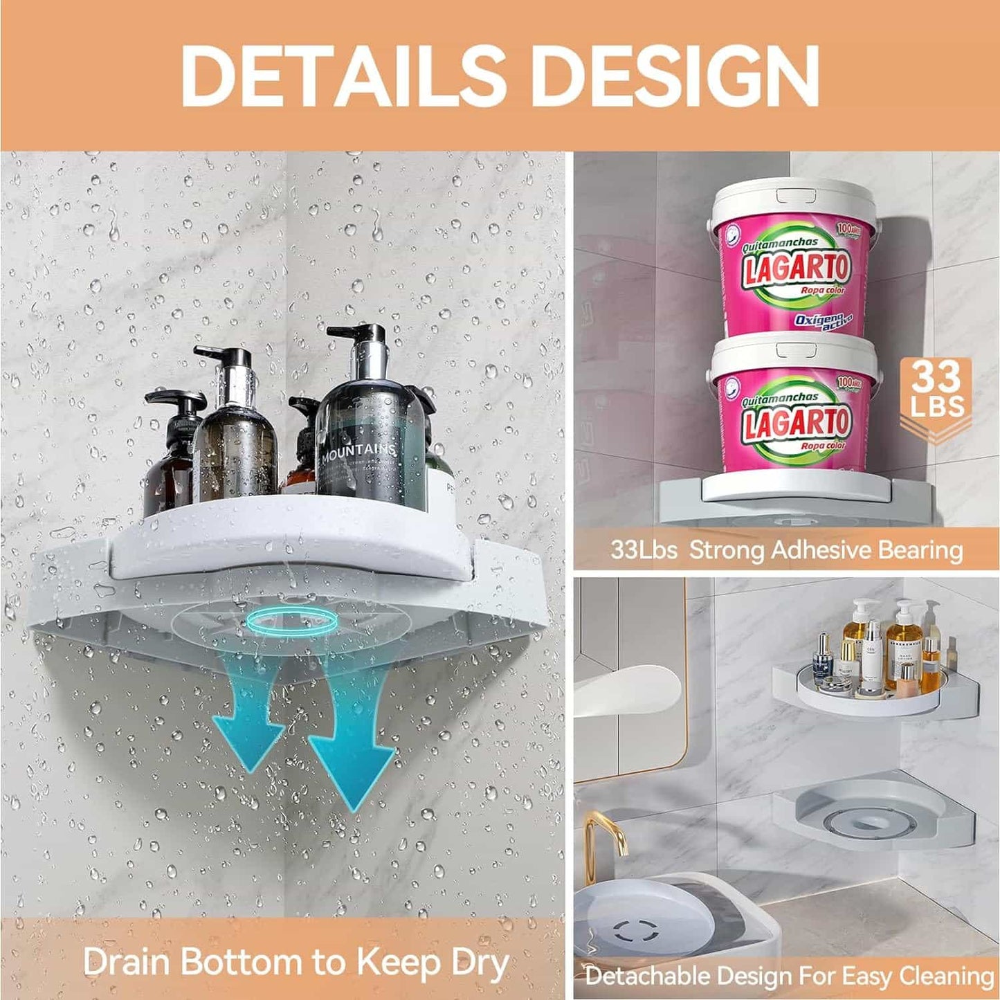 360° Rotate Shower Organizer Shelves