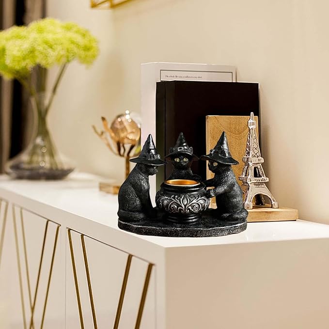Resin Witch Cat Sculpture Figurine